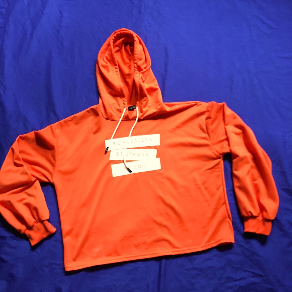 ZaFul Orange hoodie with (Be Fearless Be strong Be you) on the front.